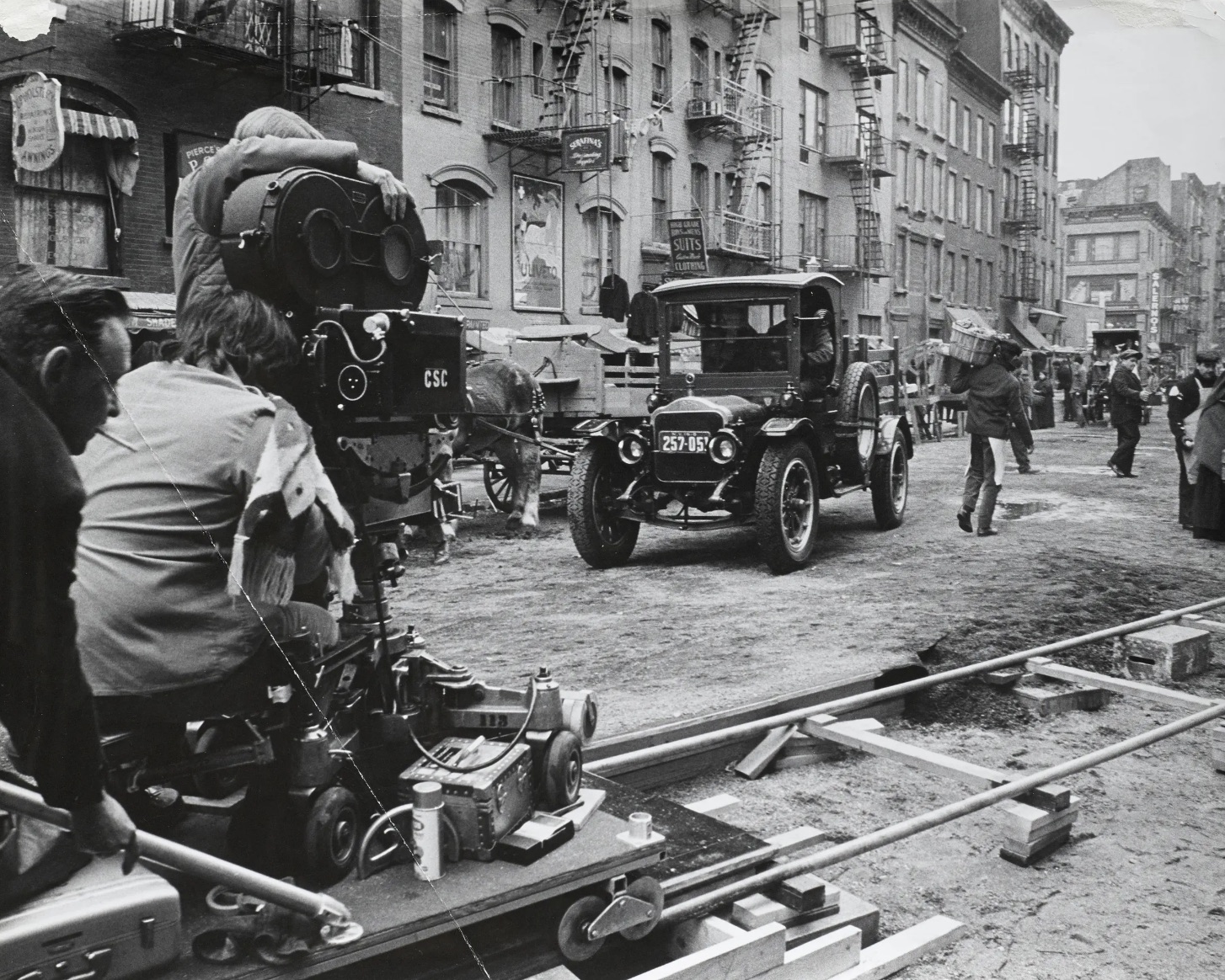 Filming the flashback scenes to old New York